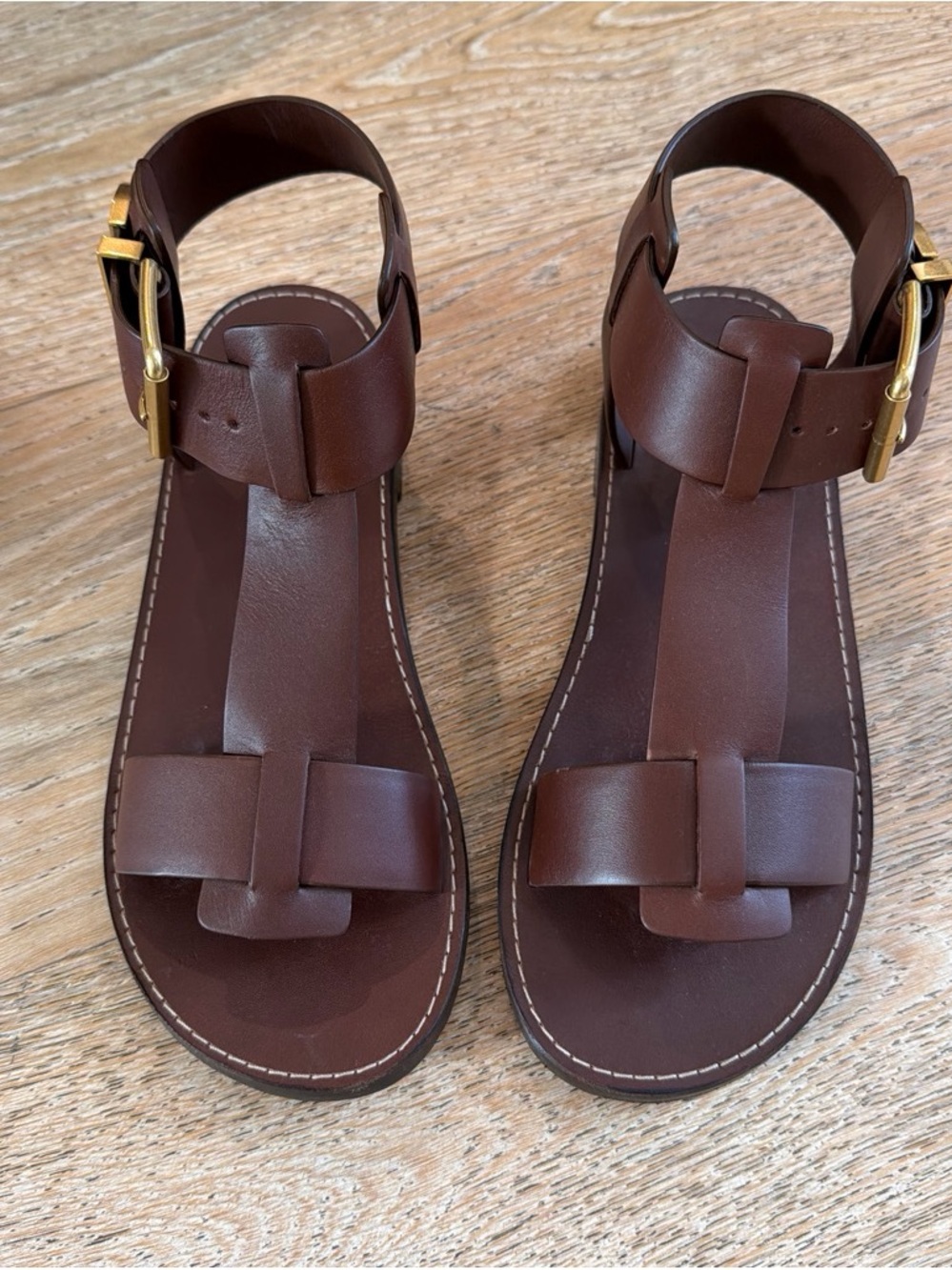 Chloe Classic Brown Leather Ankle-Strap Sandals - Women size 39